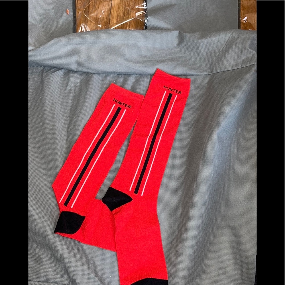Hunter red & black dress socks sz L NWOT